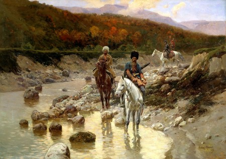 Казаки у горной реки. 1892