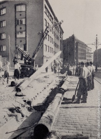 Прокладка газопровода в Таллине. В феврале 1953 года город начал получать из Кохтла-Ярве дешевый бытовой газ.