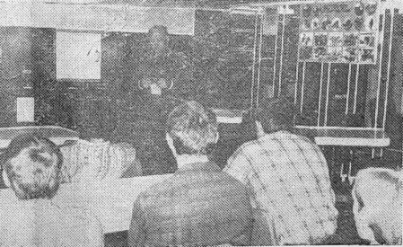 Шпинев Н. М.  1-ый помощник капитана проводит политзанятия с членами экипажа - БМРТ-604 Рудольф Сирге 03 09 1974