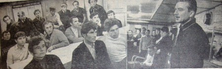 Висков Ю. И.  капитан БМРТ -246 Антс Лайкмаа на судовом митинге -  20 января  1973