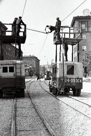 реконструкция линии трамвая на Нарва маантее 08 1969
