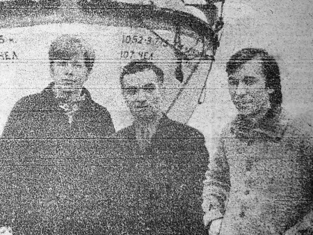 Эренверт  Л. , Ш. Бахшиев и В. Рычков  члены экипажа – ТР Нарвский залив 15 04 1972