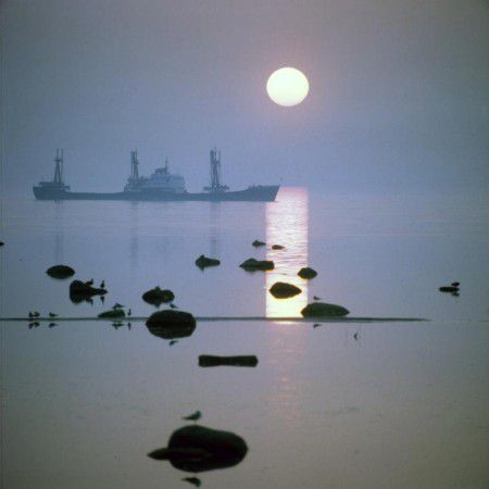 рыболовное   судно  на   рейде.    1982
