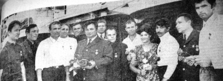 Капитан-директор В. Сусский  с экипажем БМРТ-474 Оскар Сепре - 1970 год